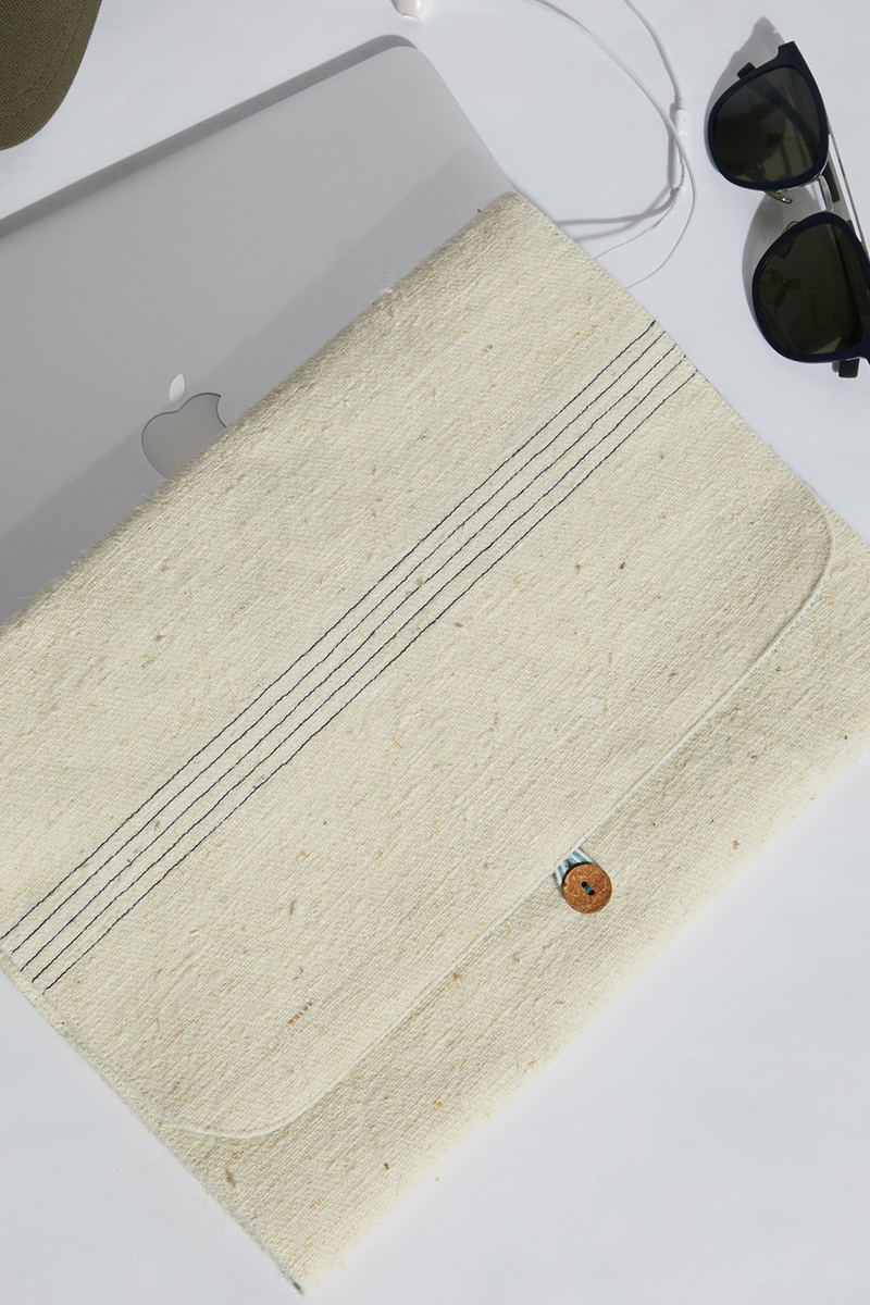 Ivy Foldable Laptop Sleeve - Off White