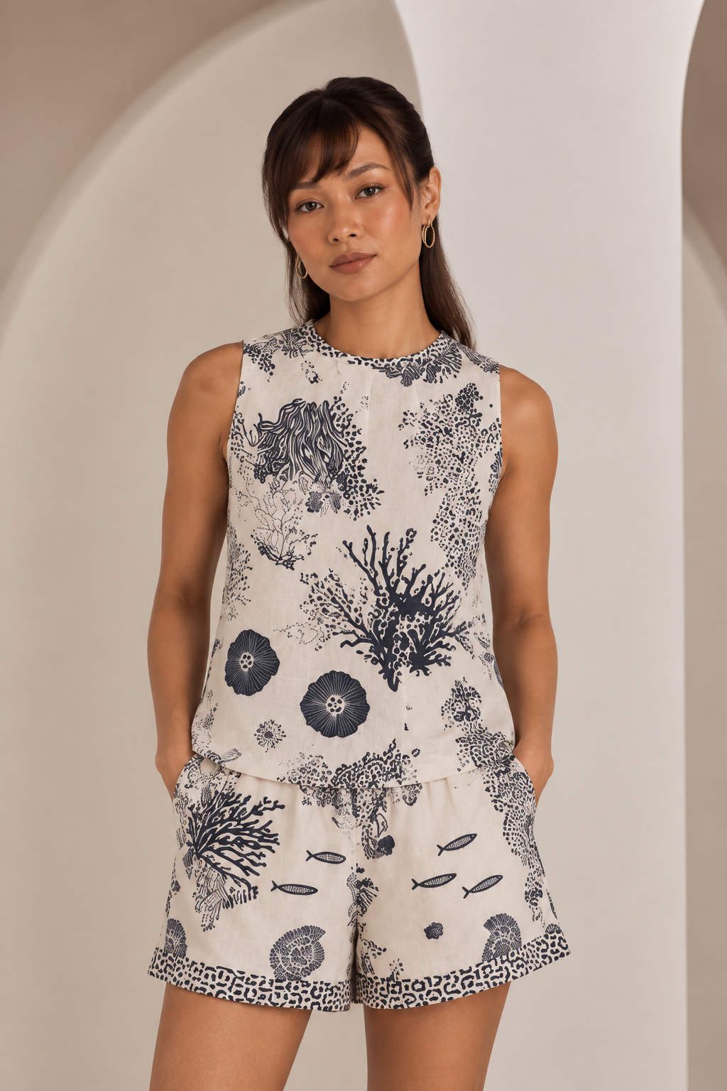 Printed Dune Lace Shorts