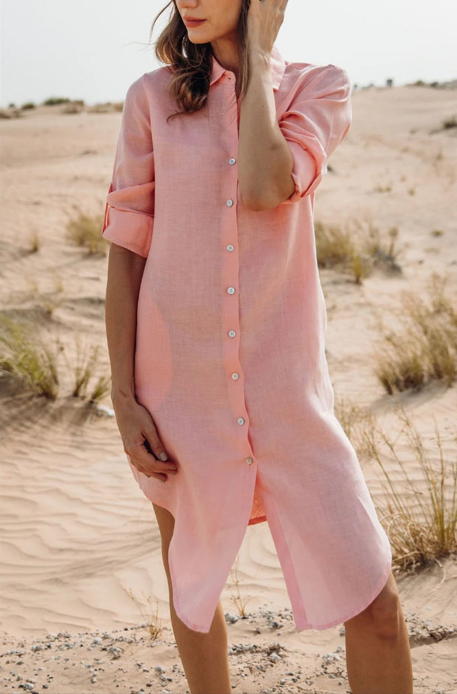 Fern Shirt Dress - Peach