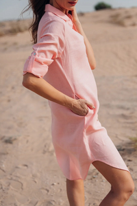 Fern Shirt Dress - Peach