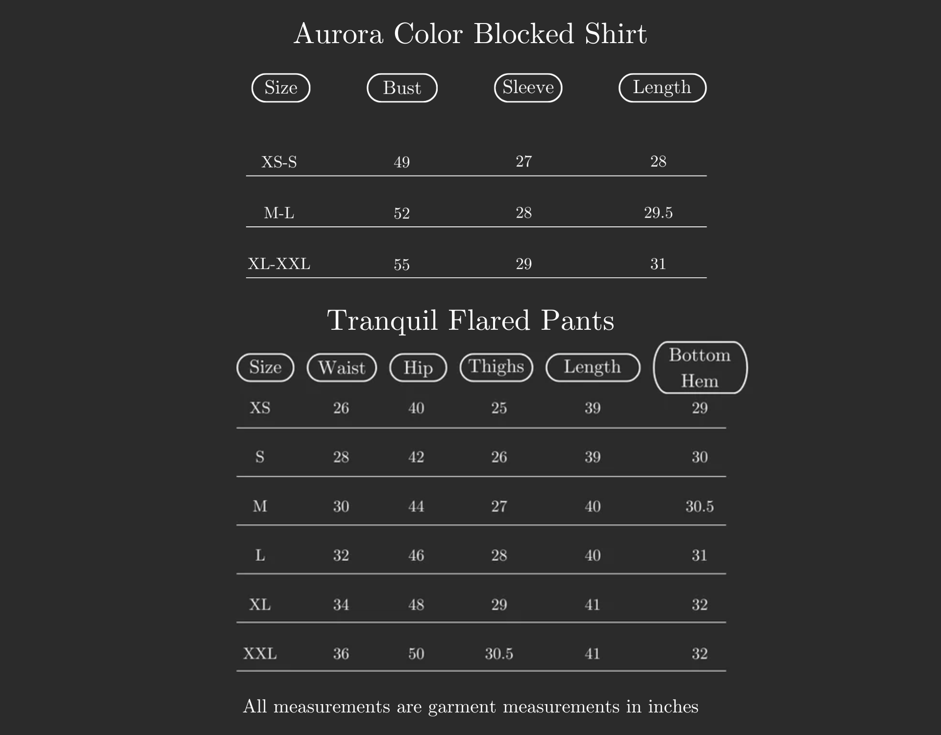 Size Chart (variant 7495709393088)