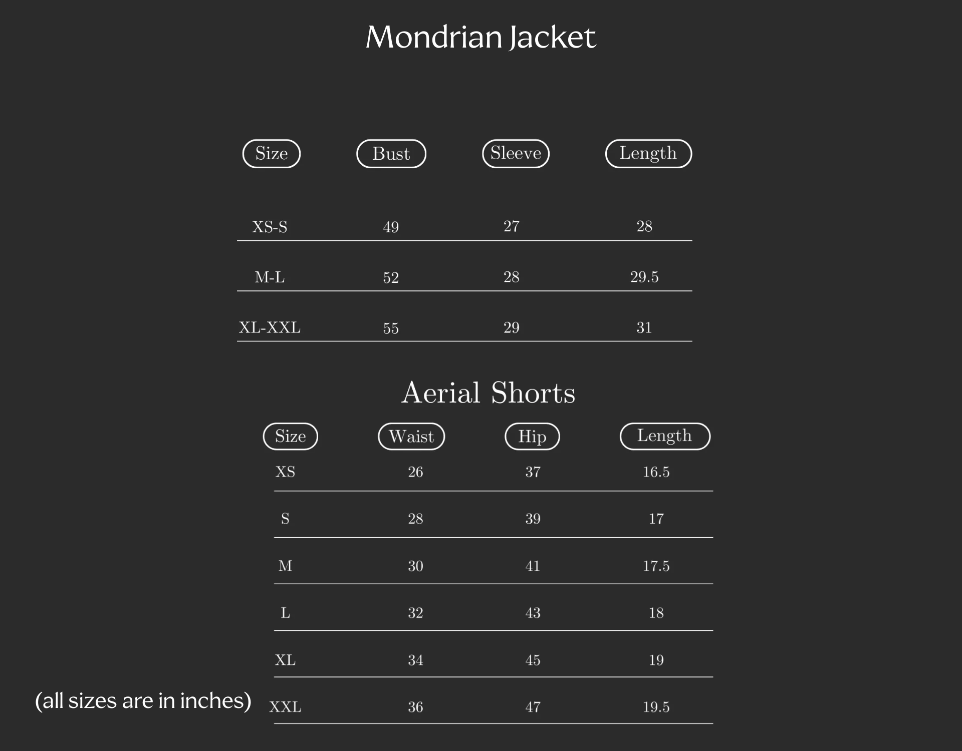 Size Chart (variant 8314099237056)