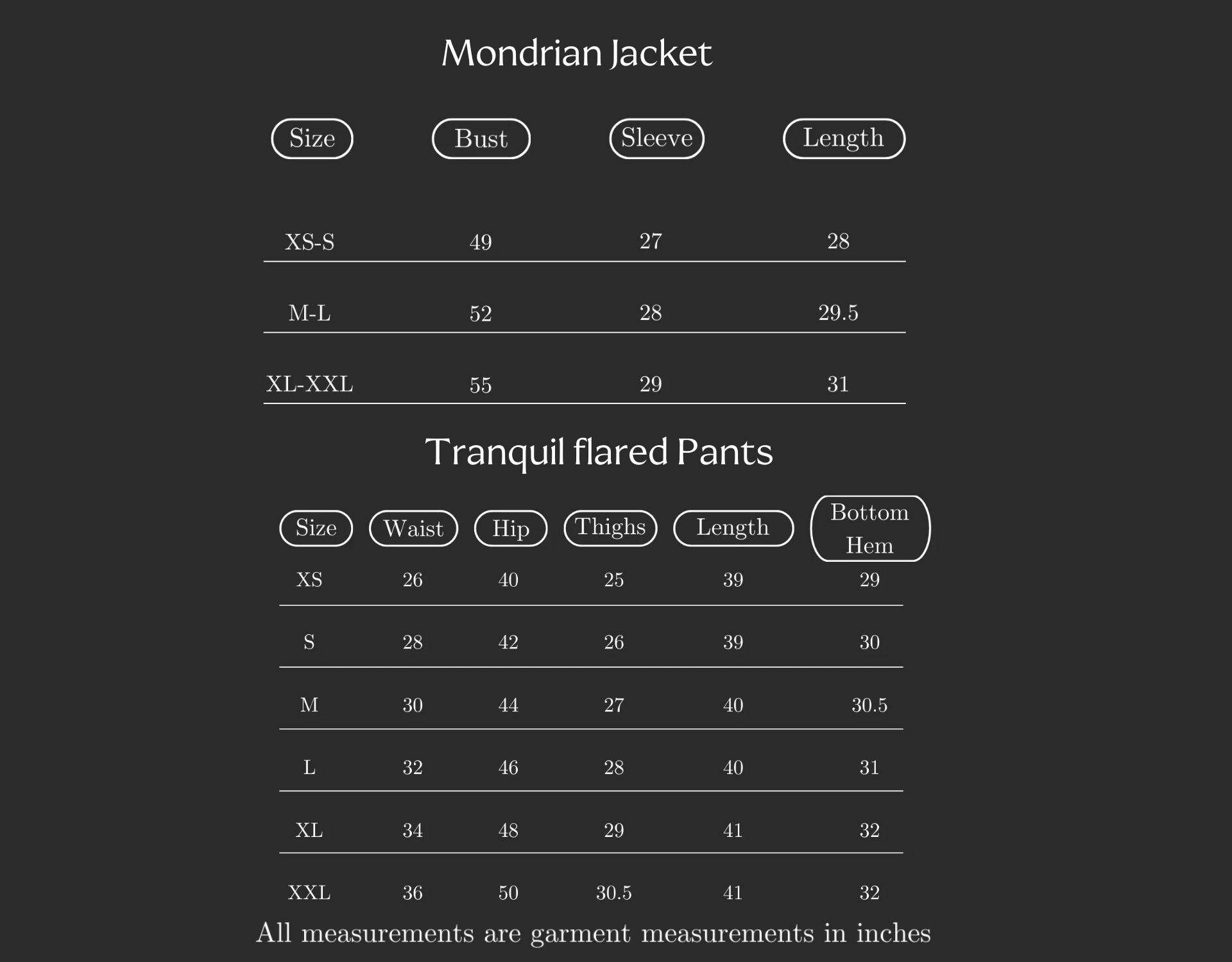Size Chart (variant 8308195492032)