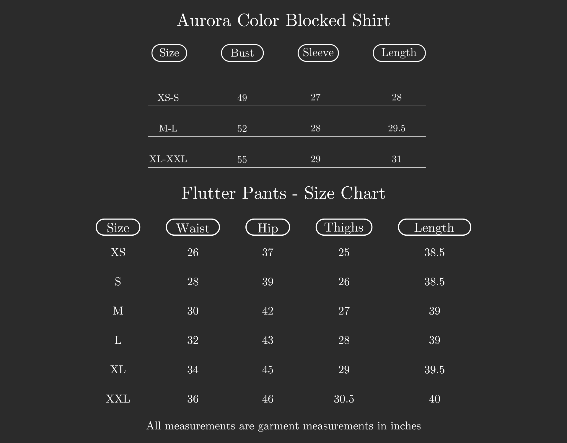 Size Chart (variant 7495727415488)