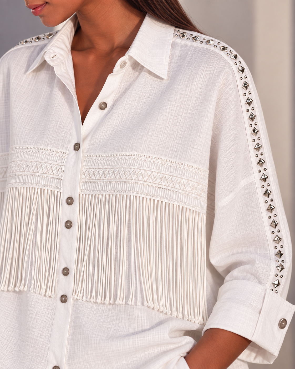 White Amara Tassle Shirts
