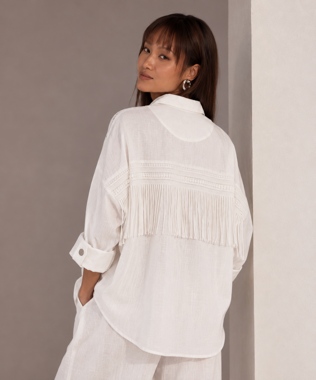 White Amara Tassle Shirts