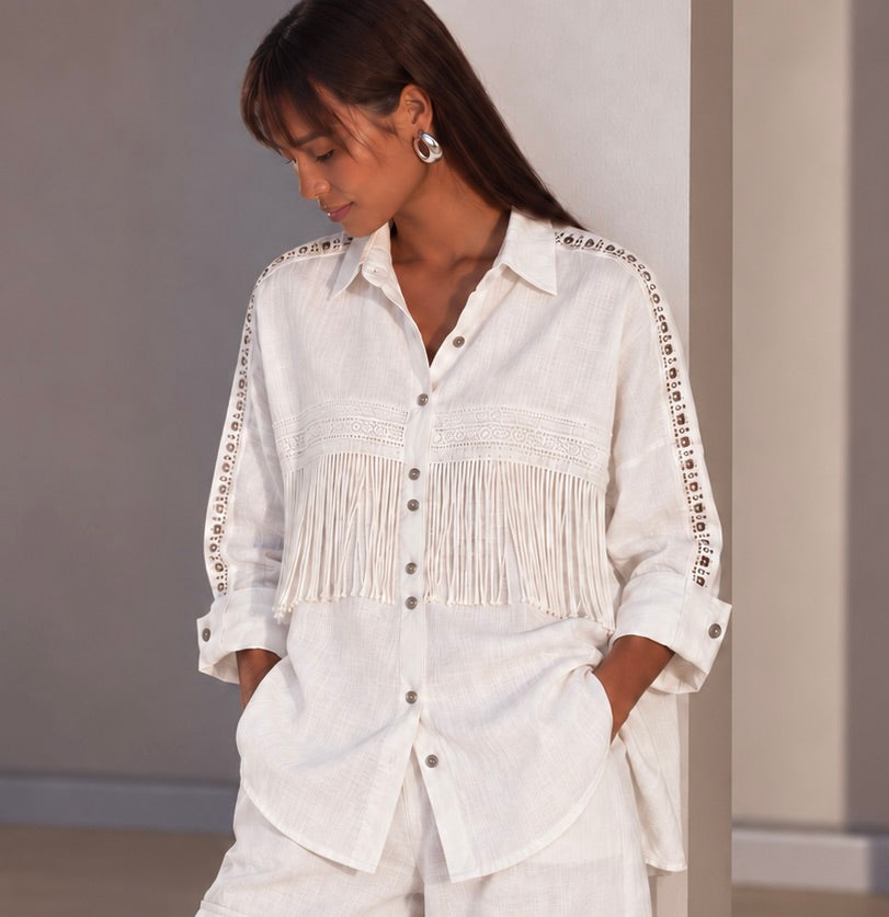 White Amara Tassle Shirts