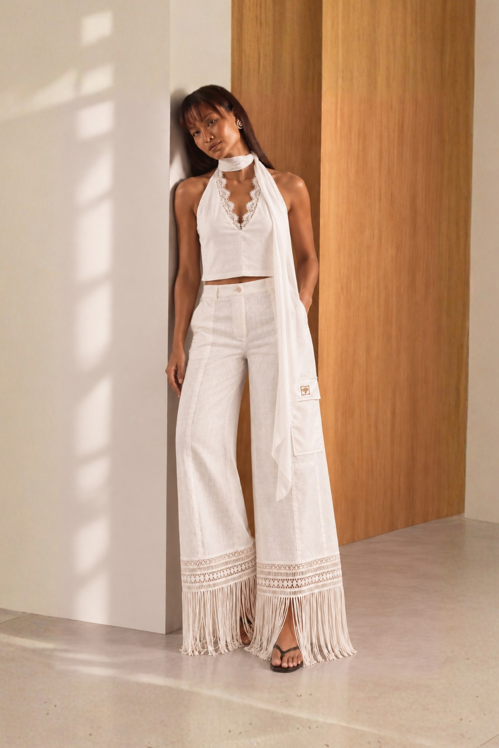 Set of 2: White Mia Crop Top & Alba Pants
