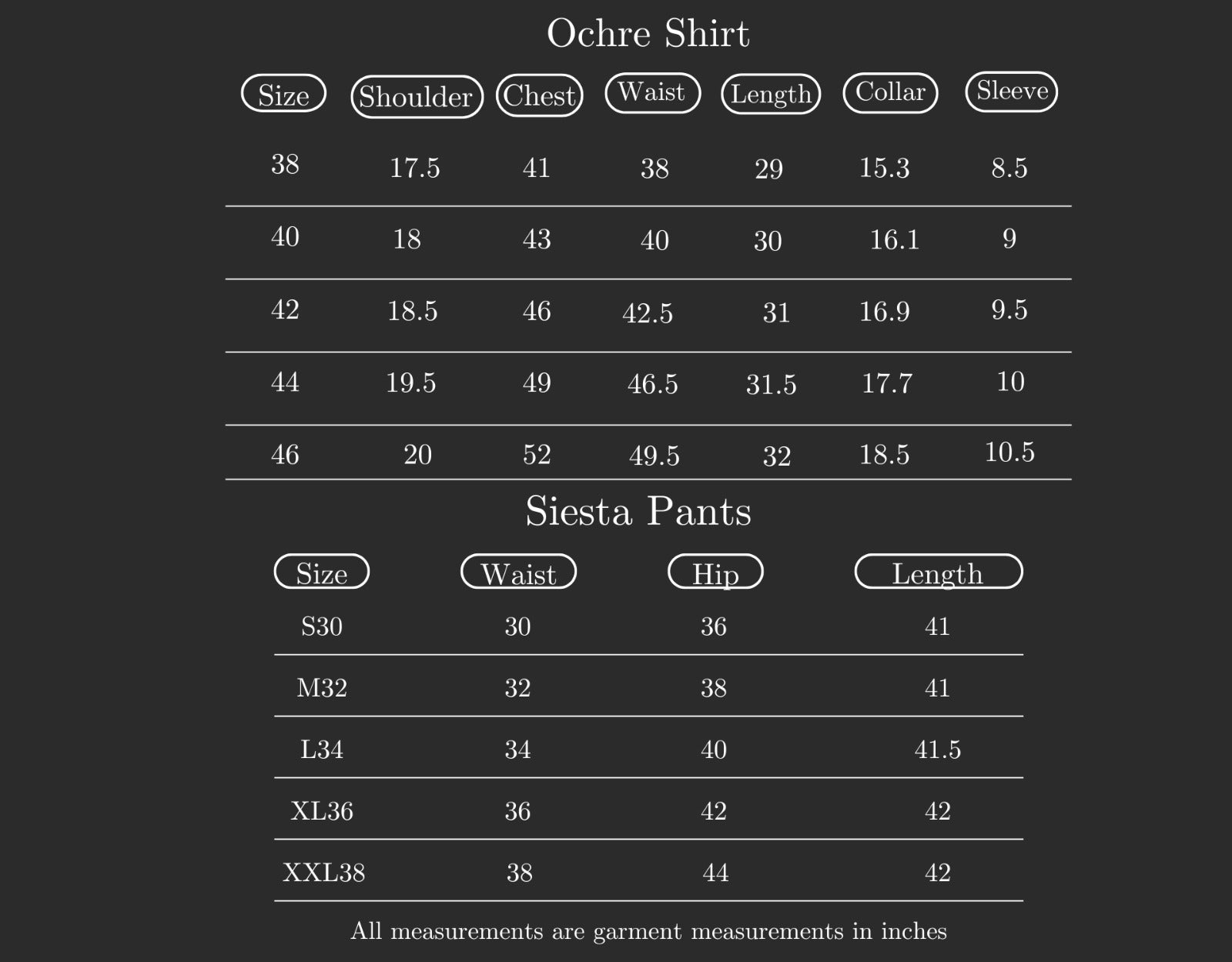 Size Chart (variant 8348810117312)