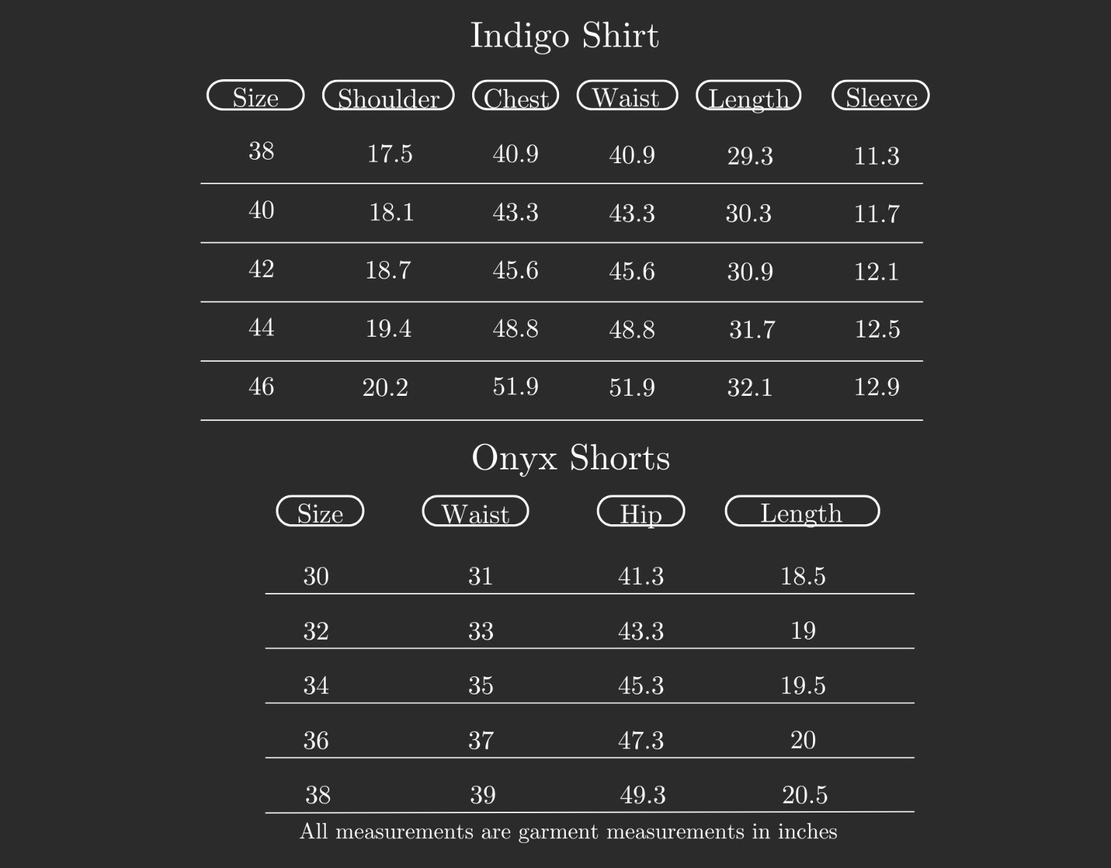 Size Chart (variant 8331383505088)