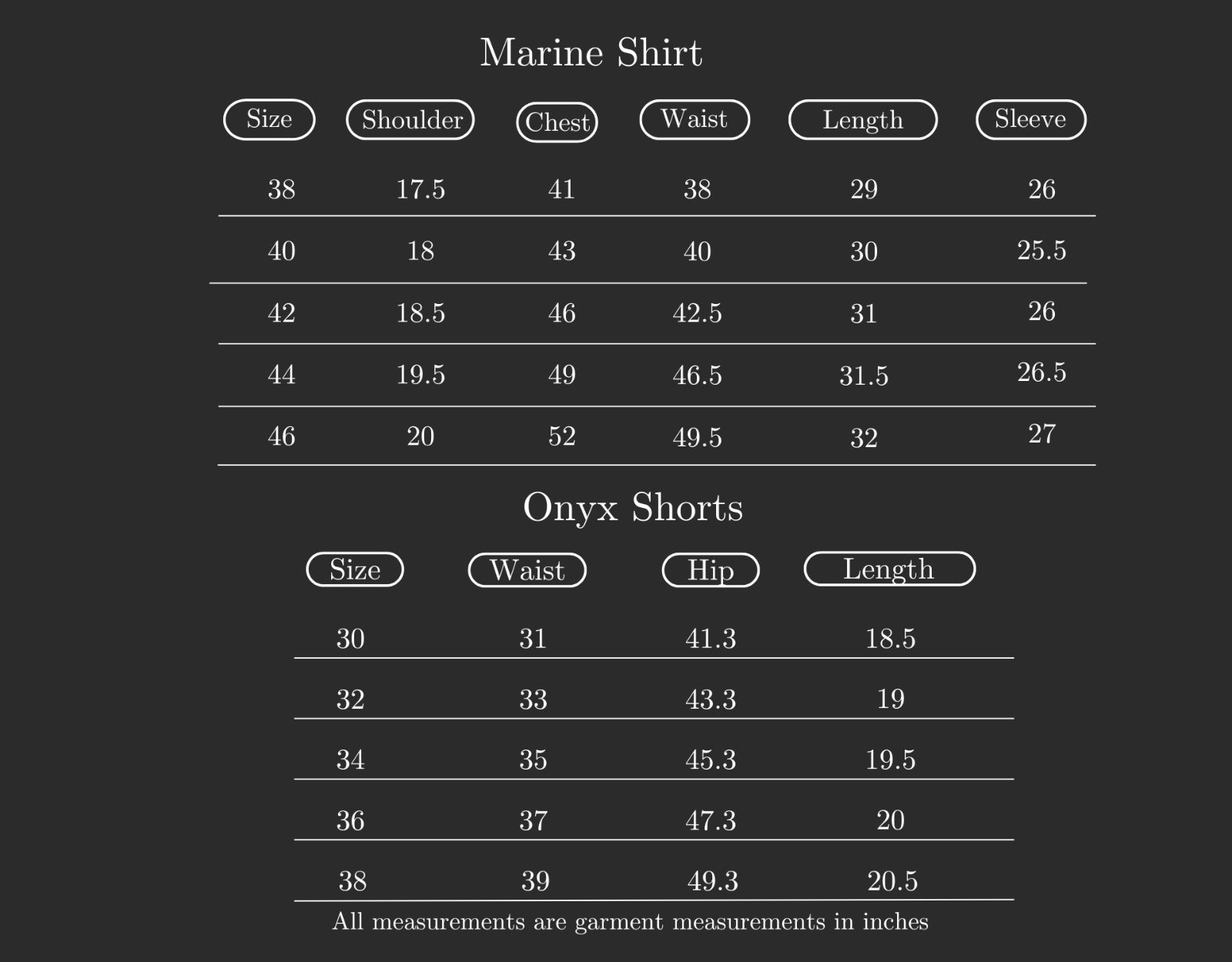 Size Chart (variant 8331377246400)