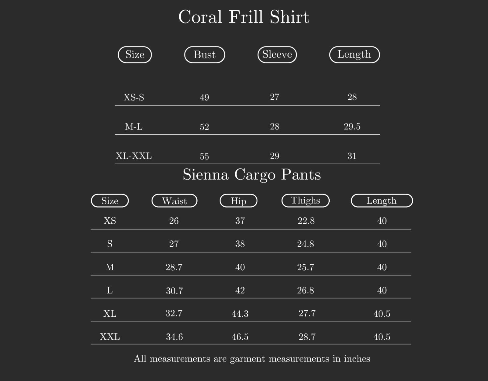Size Chart (variant 8338517688512)