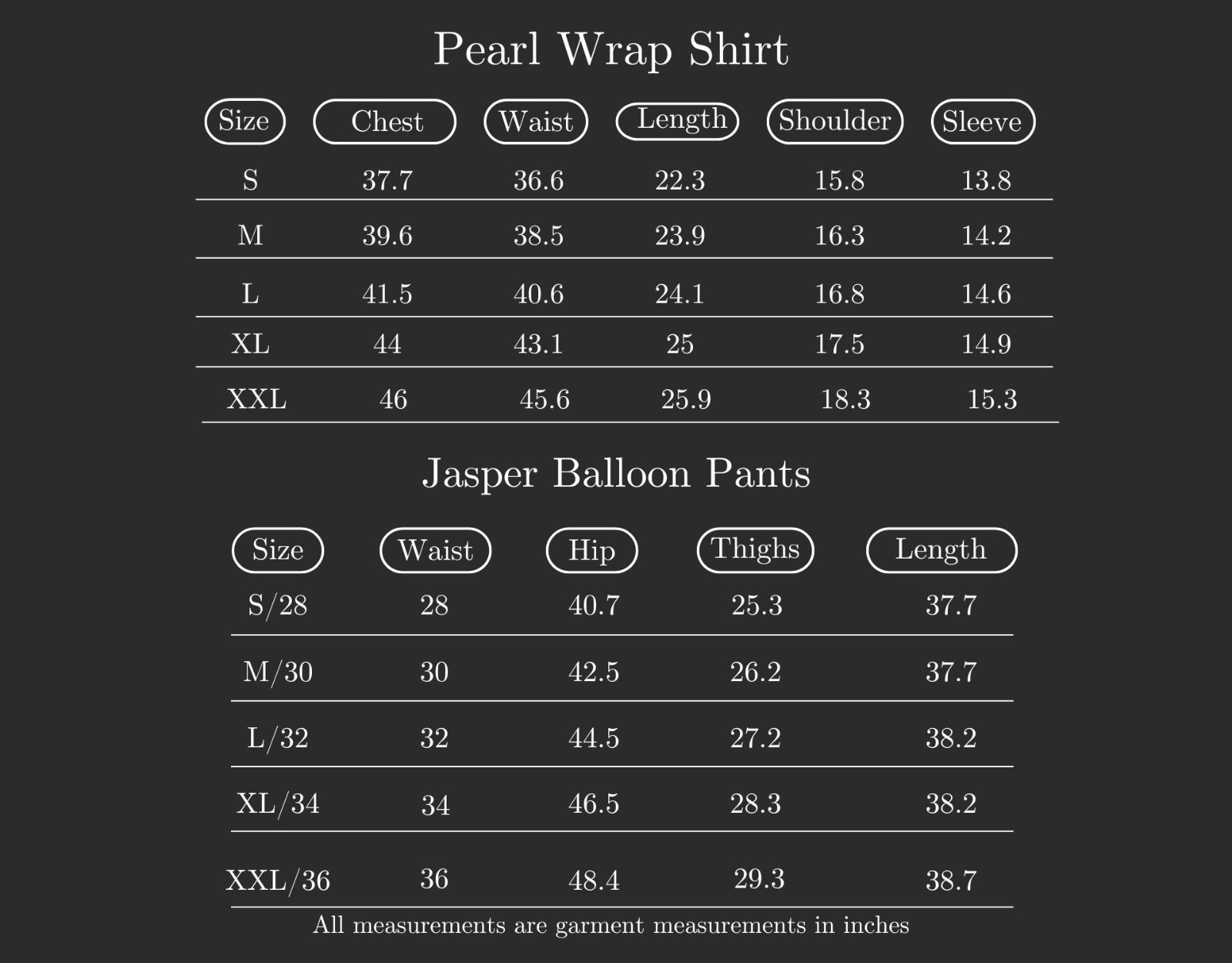 Size Chart (variant 8338137546944)