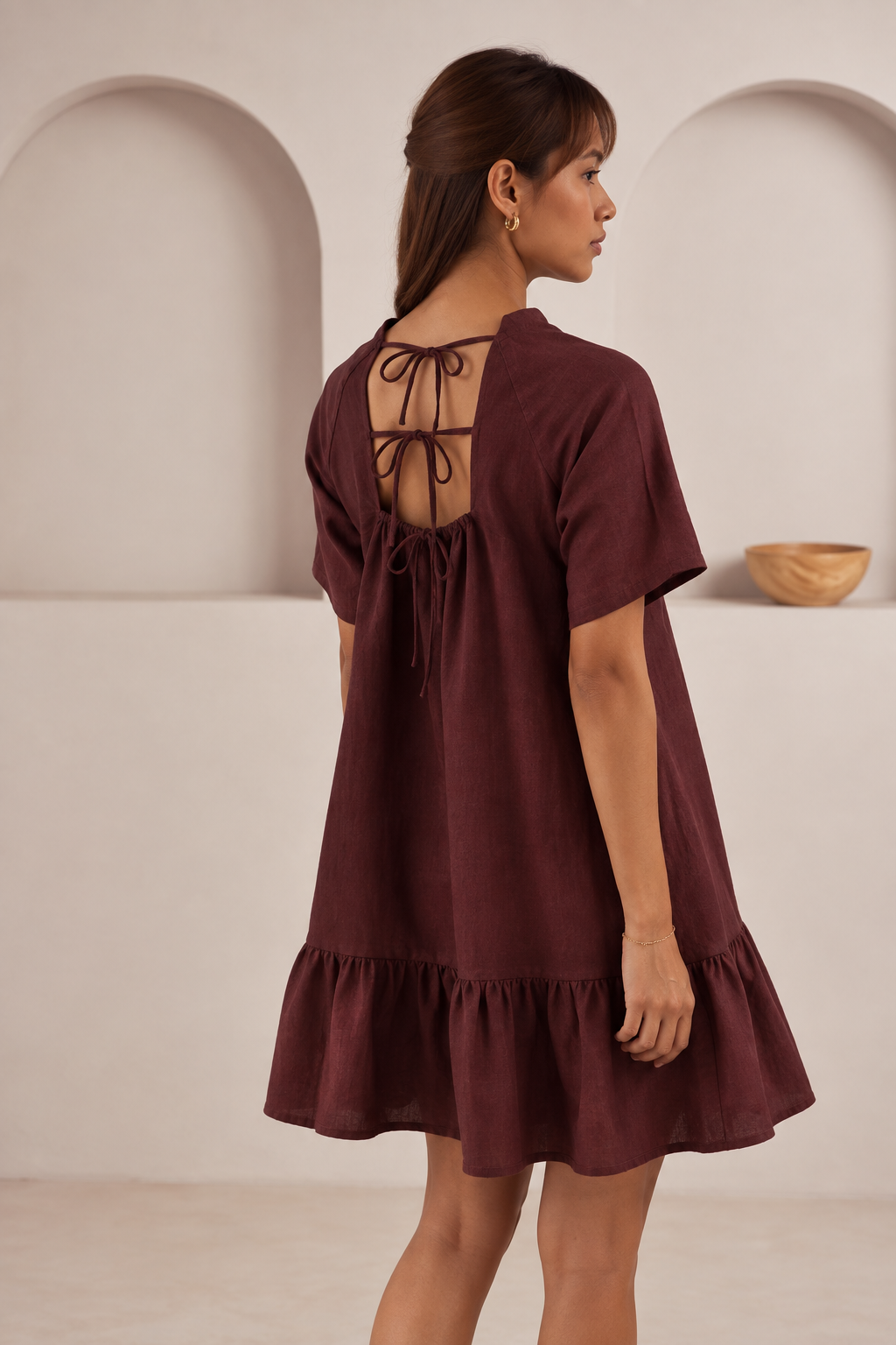 Brown Relaxed Fit Wisteria Flared Dress