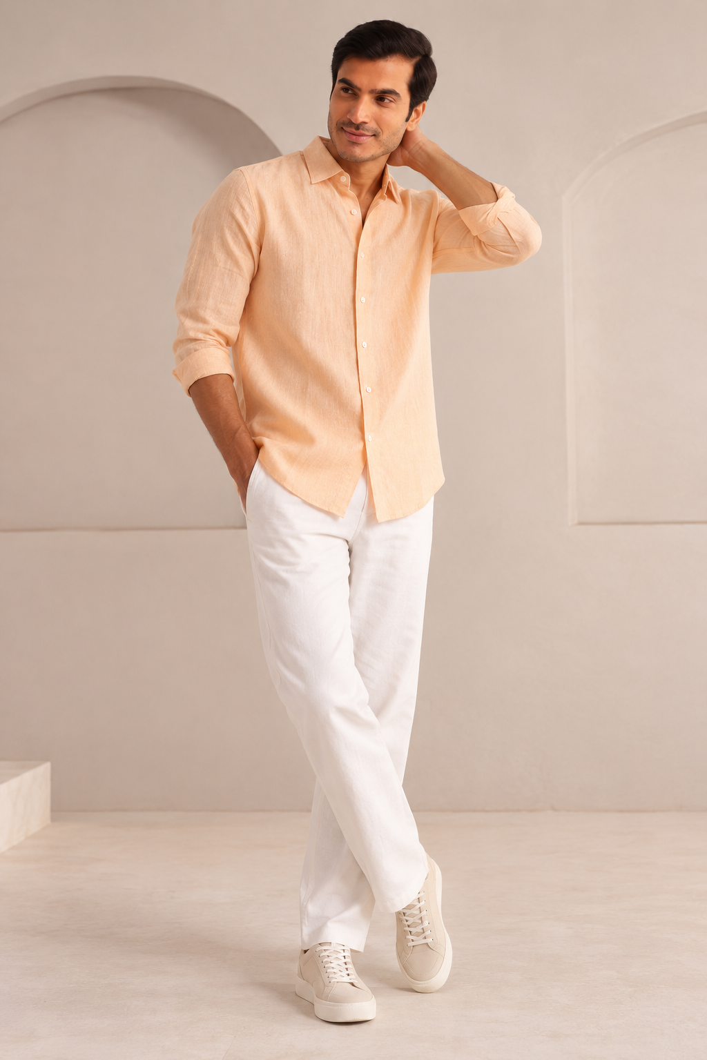 Set of 2: Light Peach Aether Shirt & White Cedar Pants