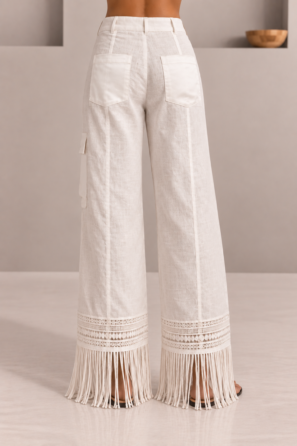 White Alba Tassel Pants