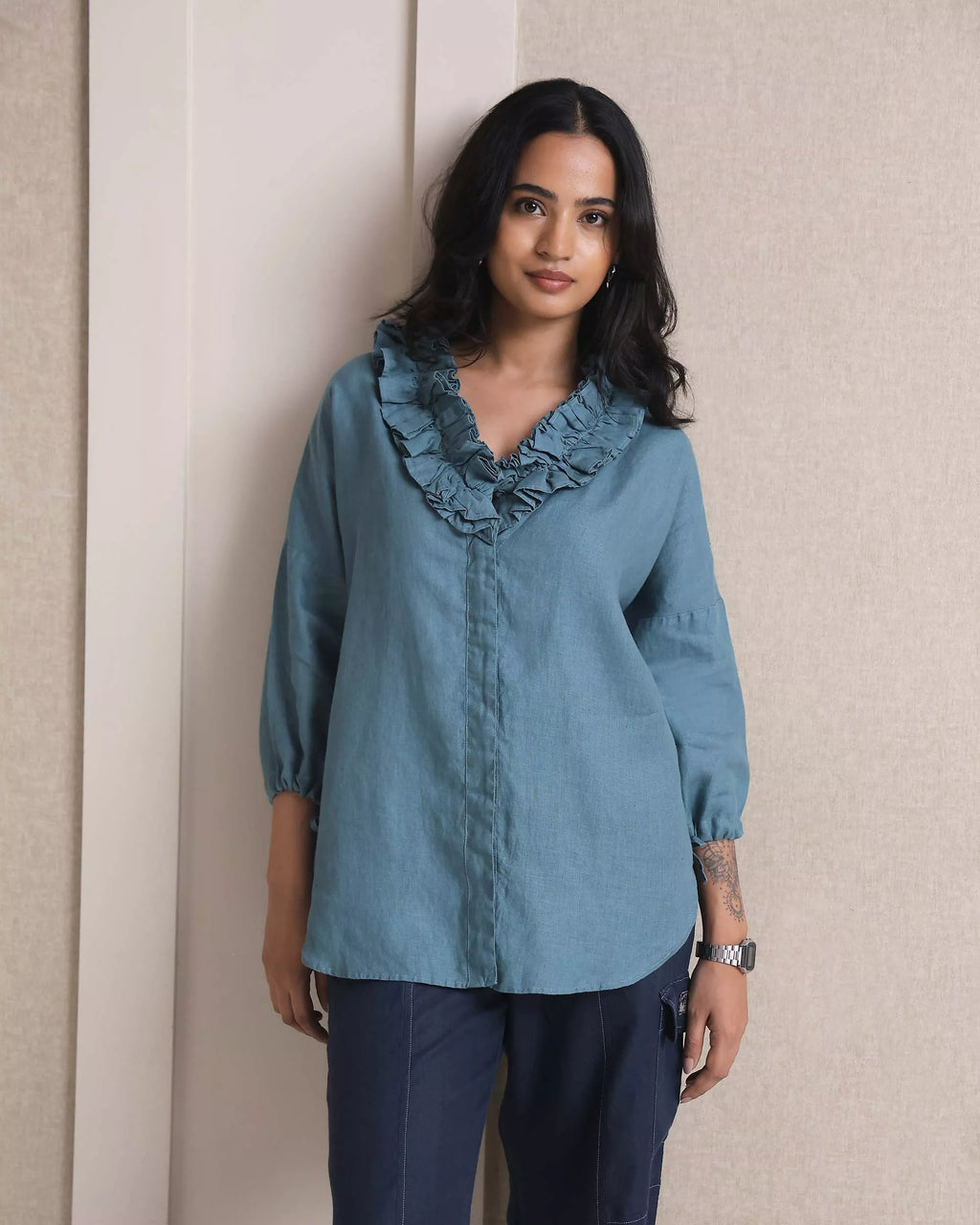 Set of 2: Coral ruffle shirt & Sienna Cargo Pants