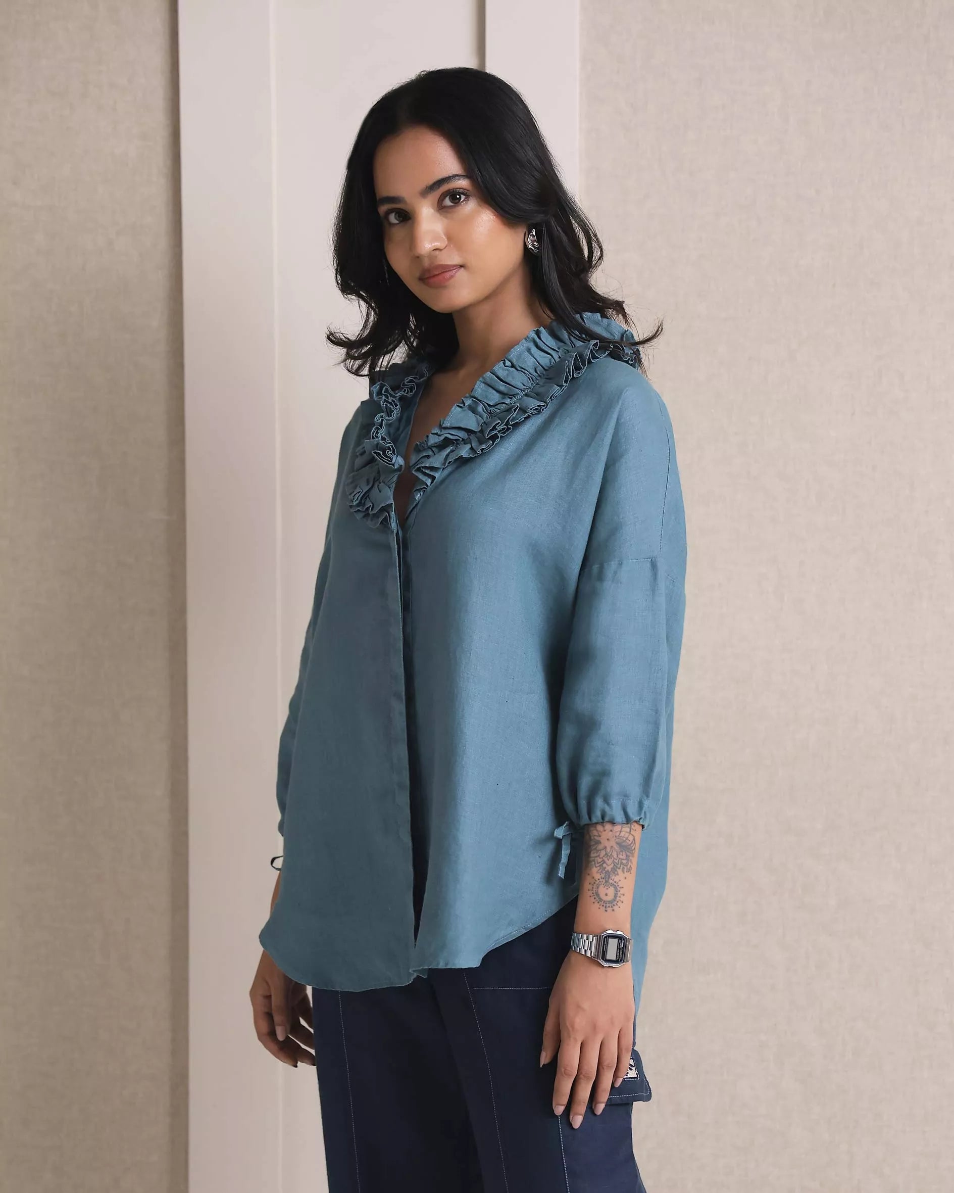 Set of 2: Coral ruffle shirt & Sienna Cargo Pants