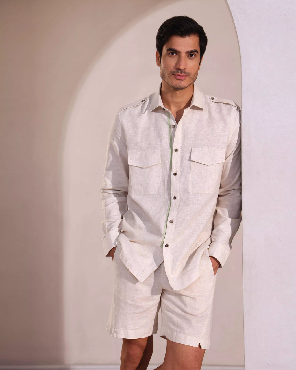 Set of 2: Sequoia Elbow Patch Shirt and Bonzai Shorts