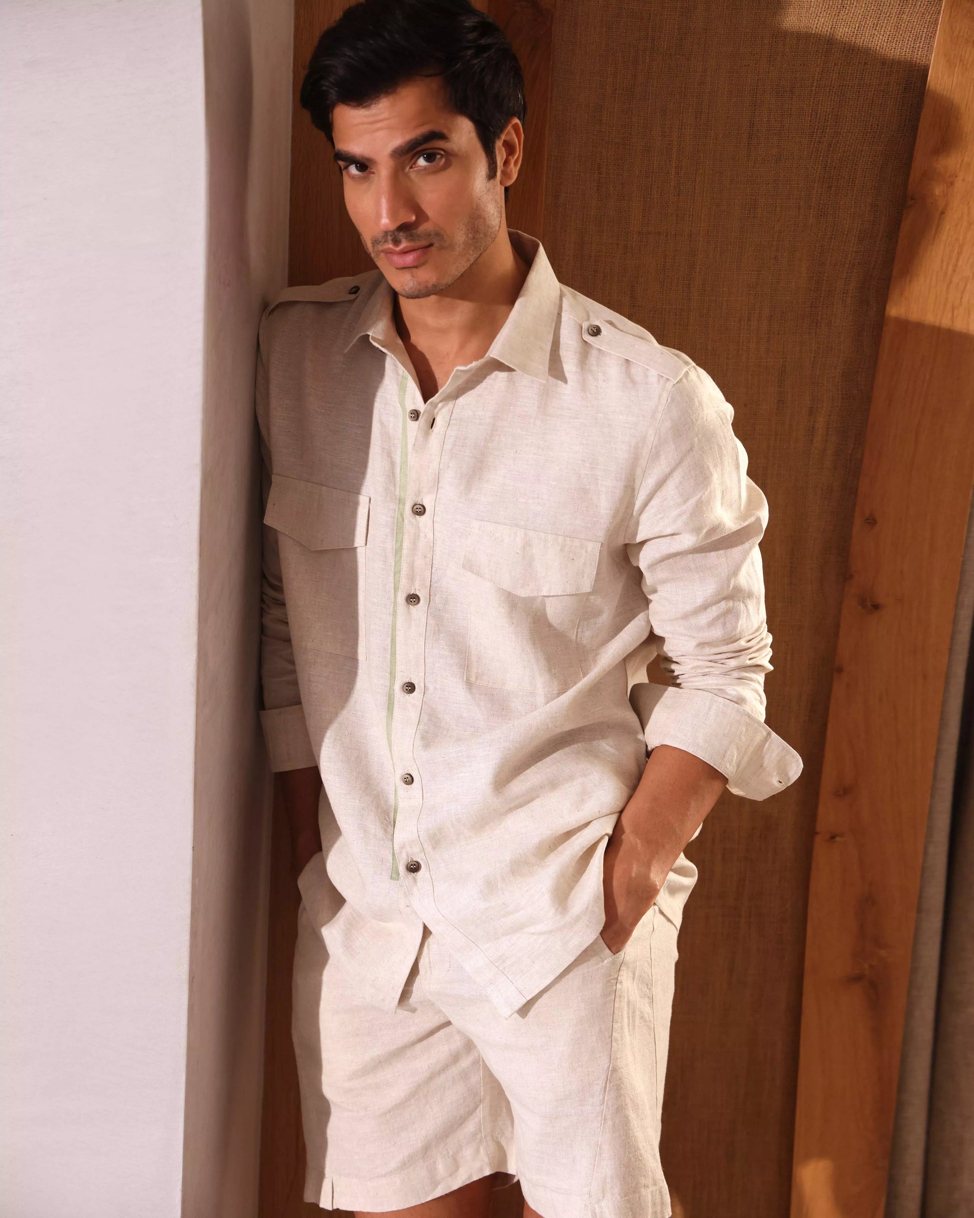 Set of 2: Sequoia Elbow Patch Shirt and Bonzai Shorts