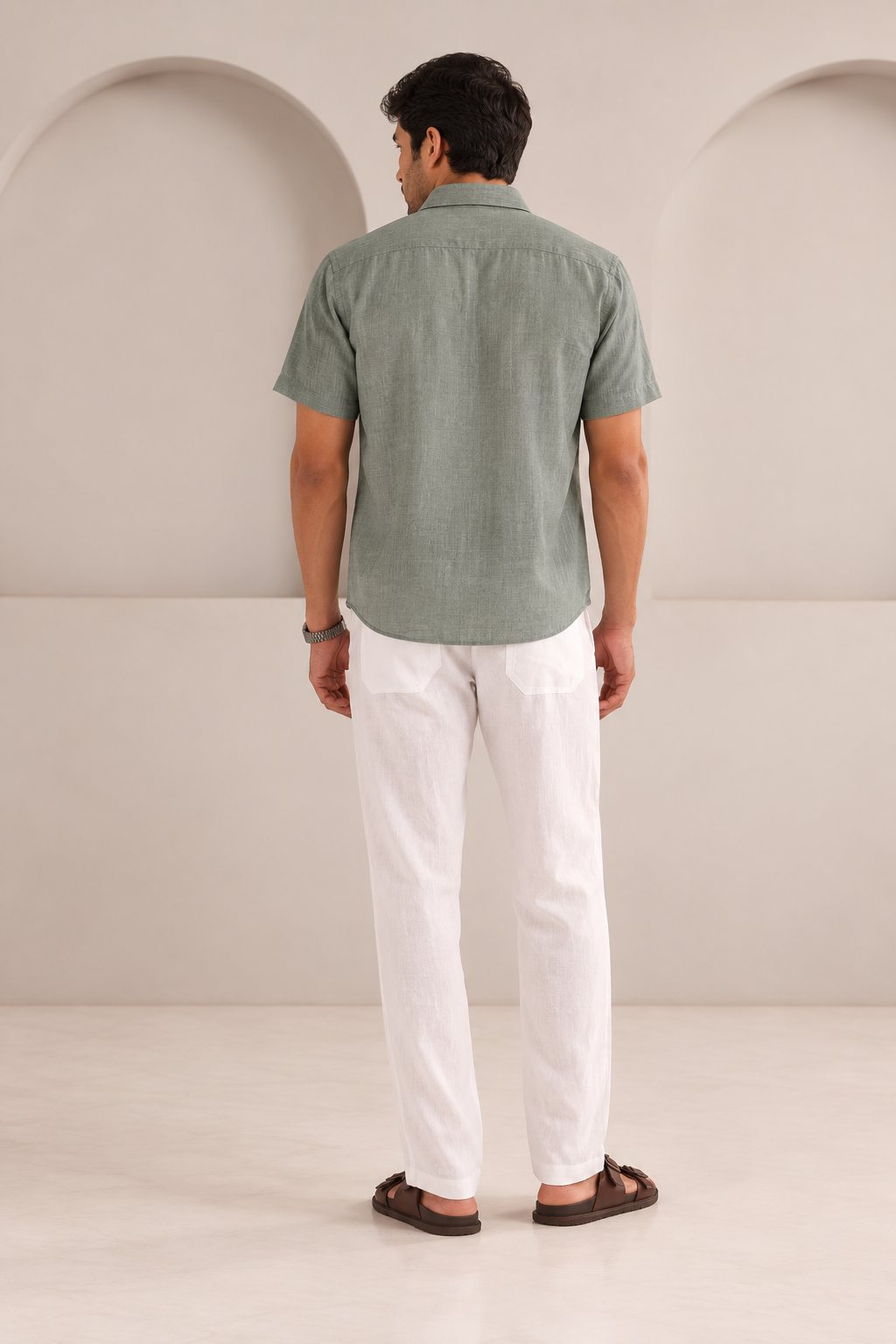 Set of 2: Dark Olive Burrow Shirt & White Cedar Pants