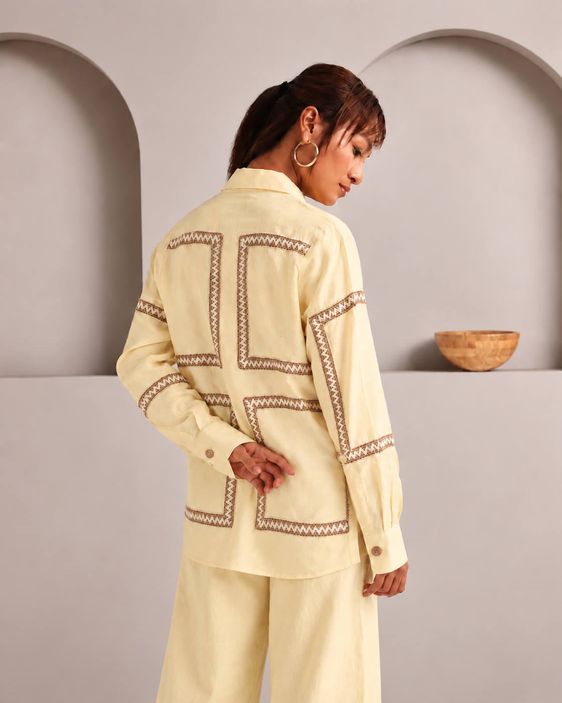 Set of 2: Butter Yellow Como Jute Shirt & Marigold Pants