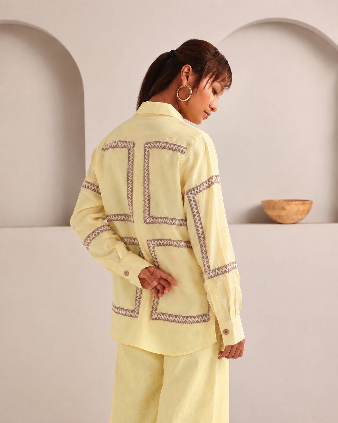 Set of 2: Butter Yellow Como Jute Shirt & Marigold Pants