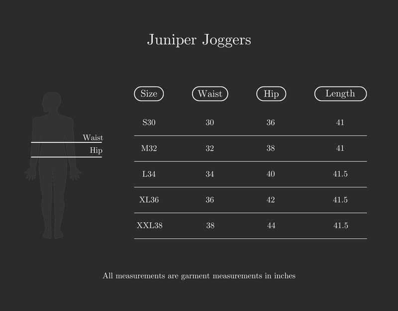 Size Guide for Juniper Joggers