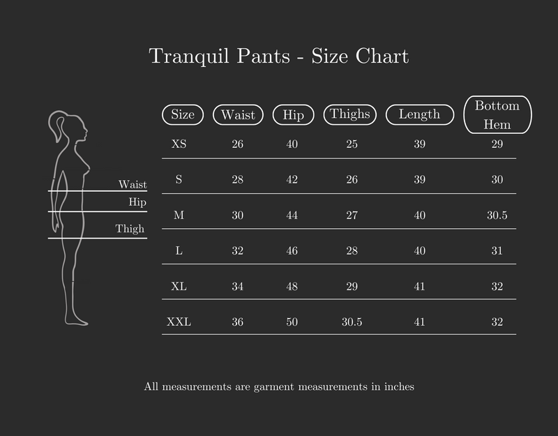 Size Guide for Tranquil Flared Pants