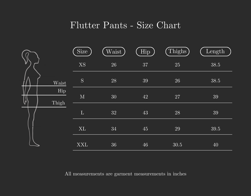 Size Guide for Flutter Tie-up Pants