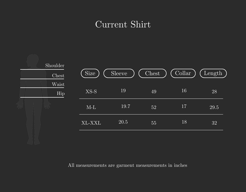 Size Guide for Current Shirt for Men