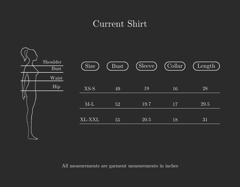 Size Guide for Current Shirt For Women