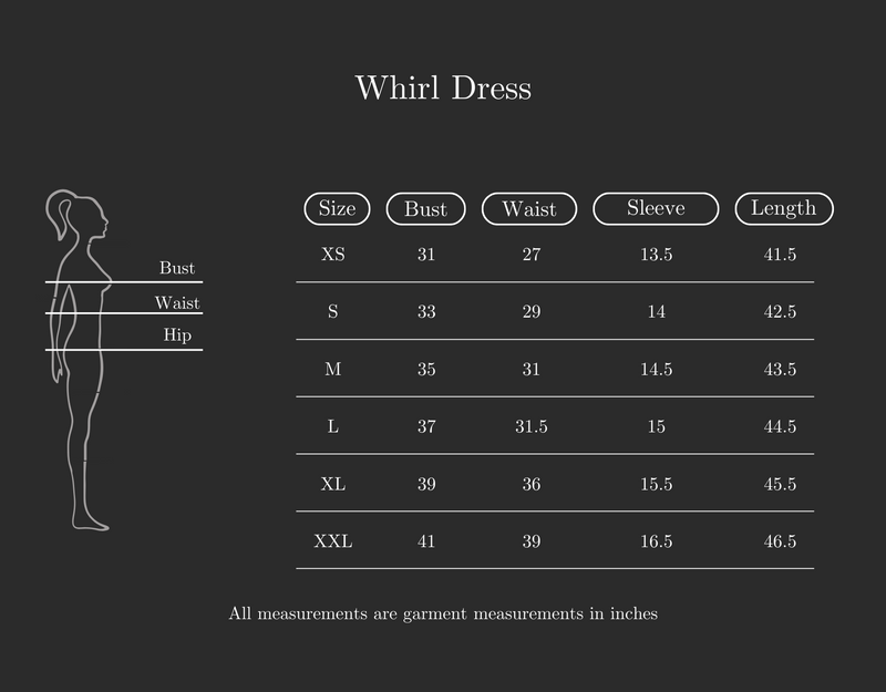 Size Guide for Whirl Wrap Dress