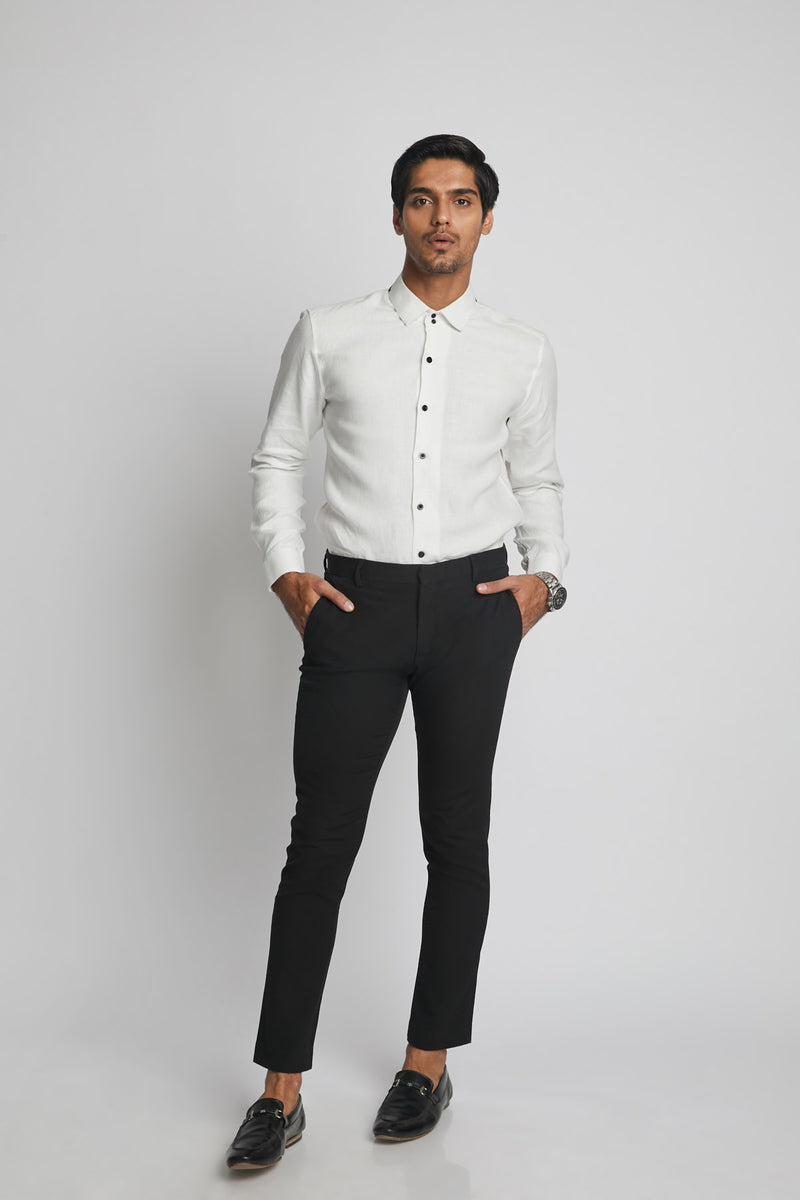 Aglow High Collar  Shirt  - White