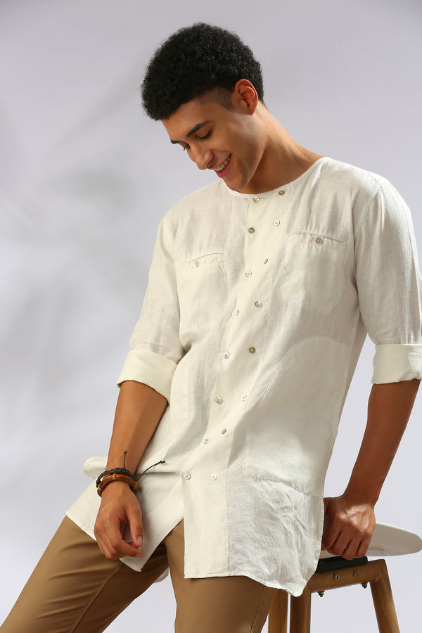 Ashoka Double Breasted Kurta - White