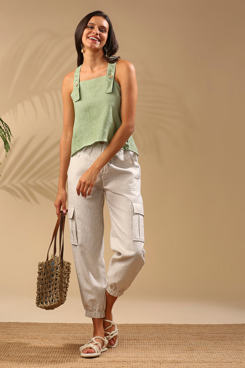 Elm Dungaree Top - Sage