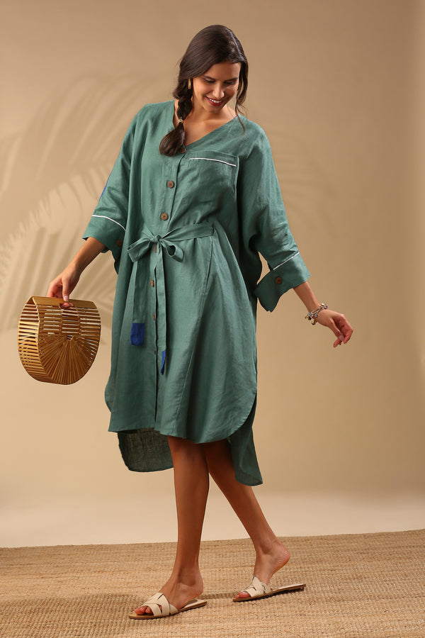 Mahogany Kimono Dress - Deep Green