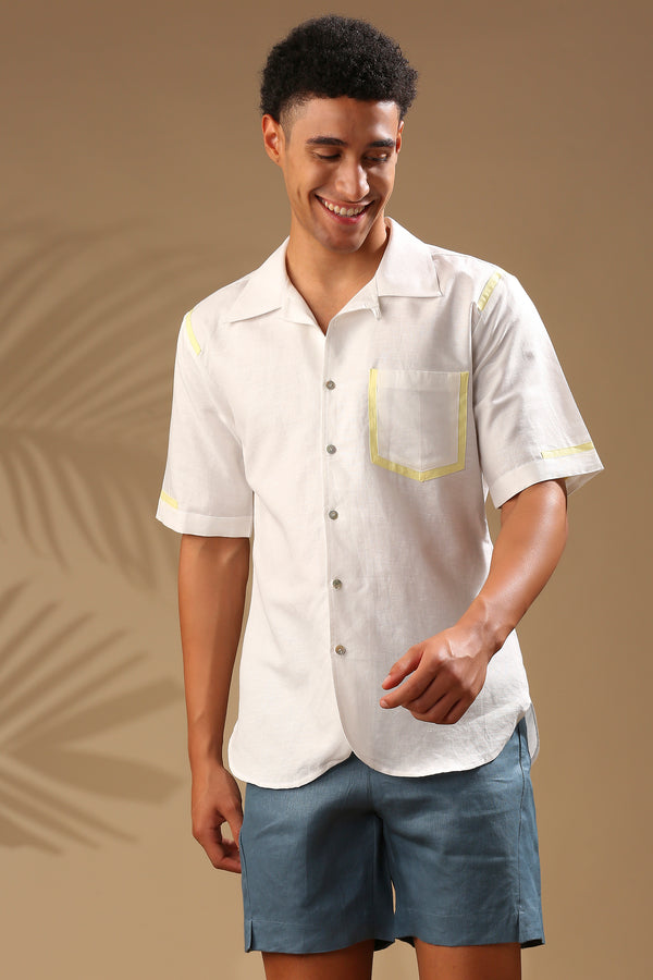 Palm Resort Collar Shirt - White