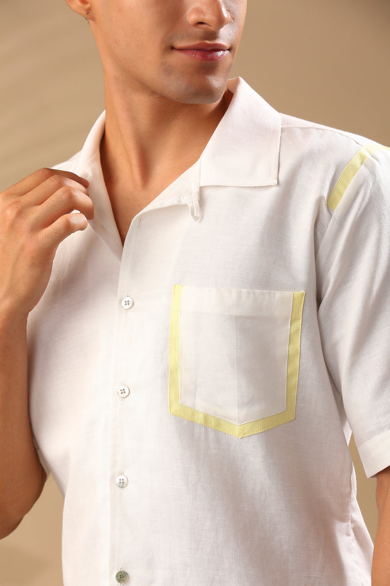 Palm Resort Collar Shirt - White