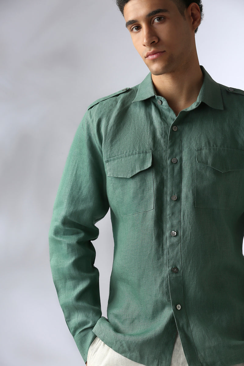 Sequoia Elbow Patch Shirt - Deep Green