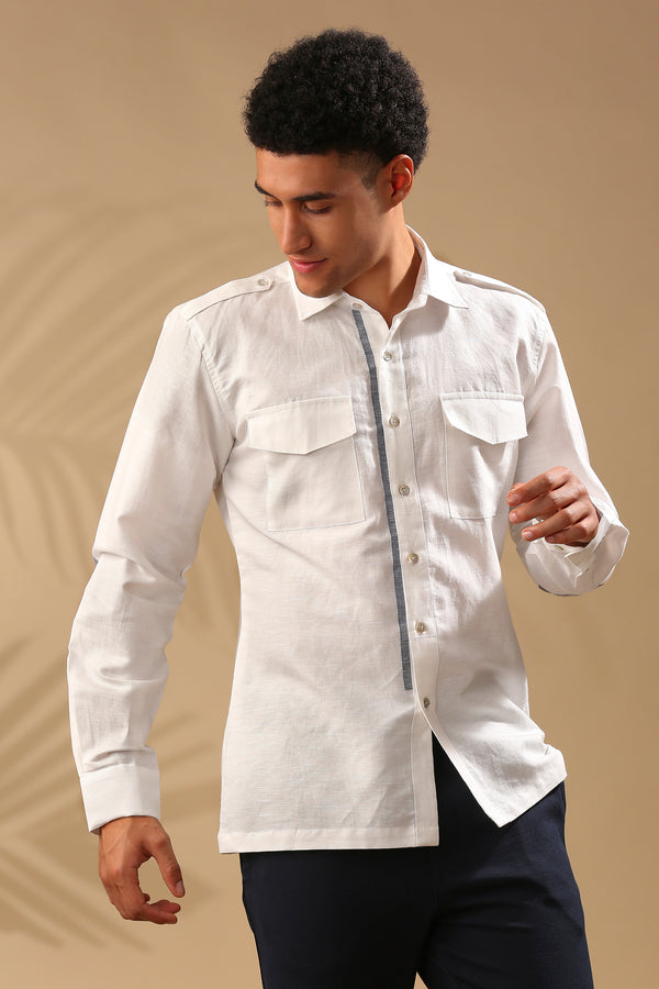 Sequoia Elbow Patch Shirt - White