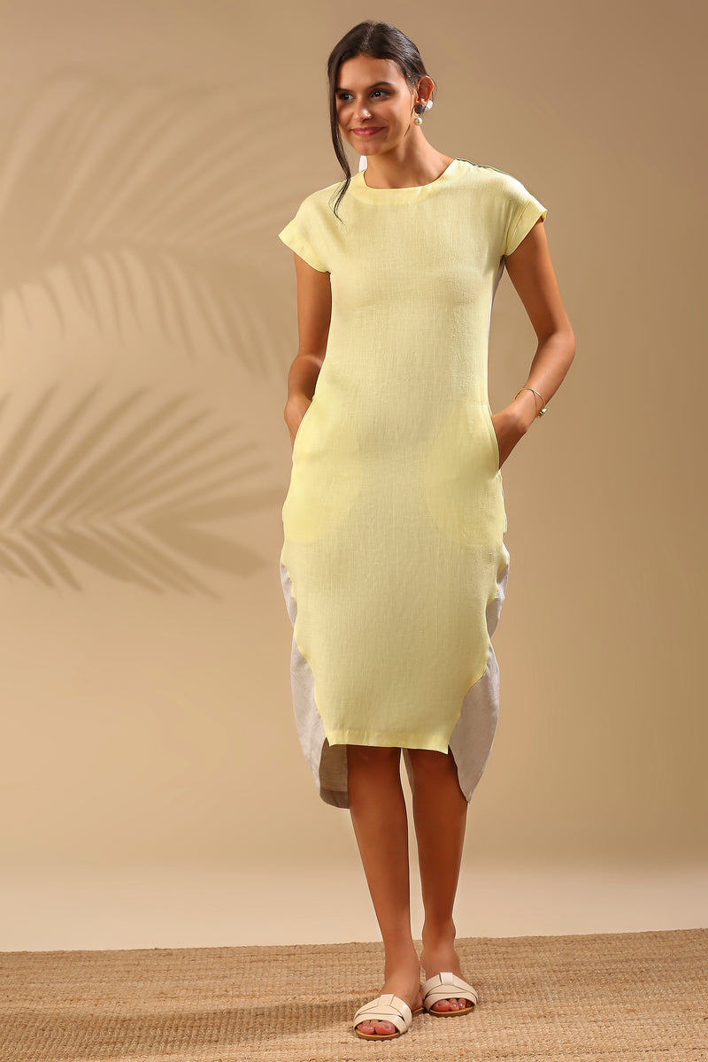 Sycamore Cocoon Dress - Yellow/Oatmeal