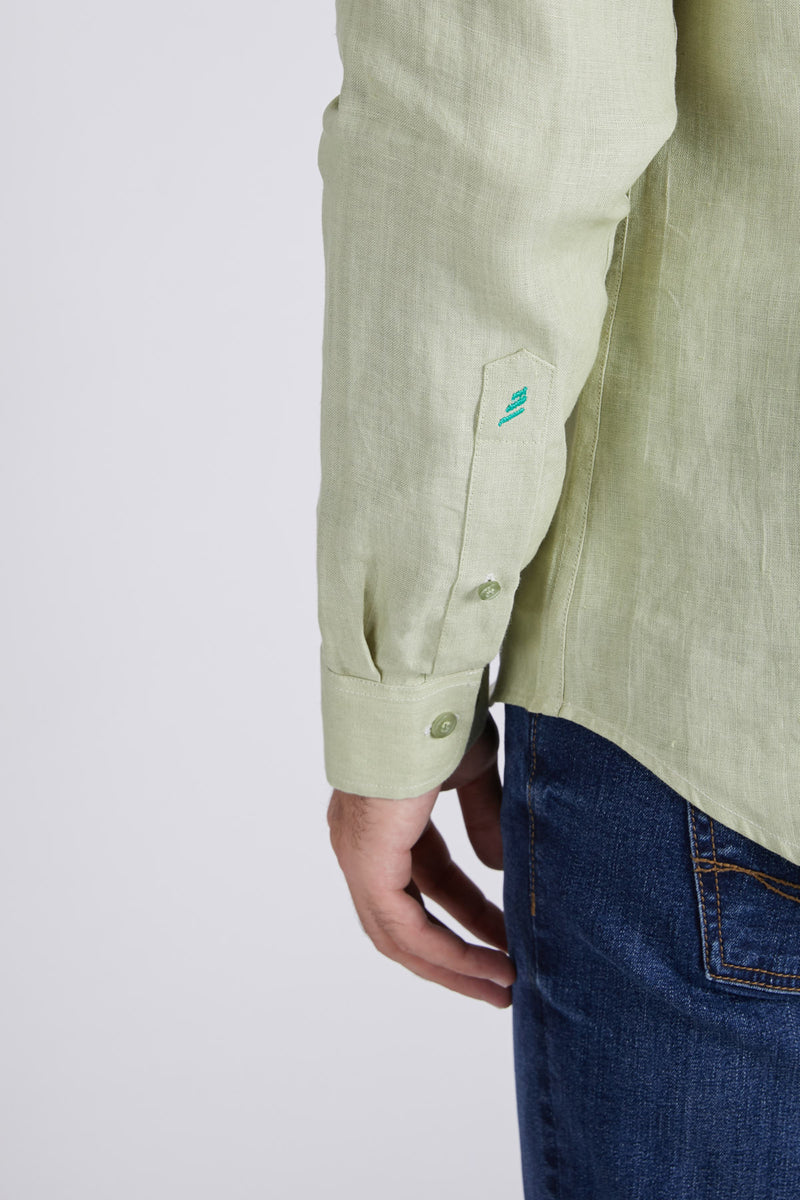 Breath Contrast Trim Shirt - Pista Green