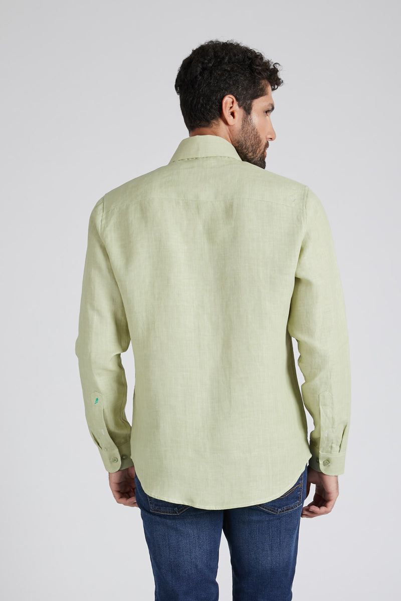 Breath Contrast Trim Shirt - Pista Green