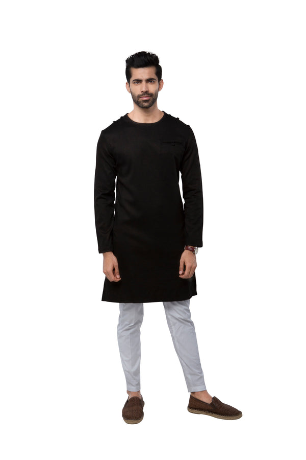 Crackle Kurta  - Black