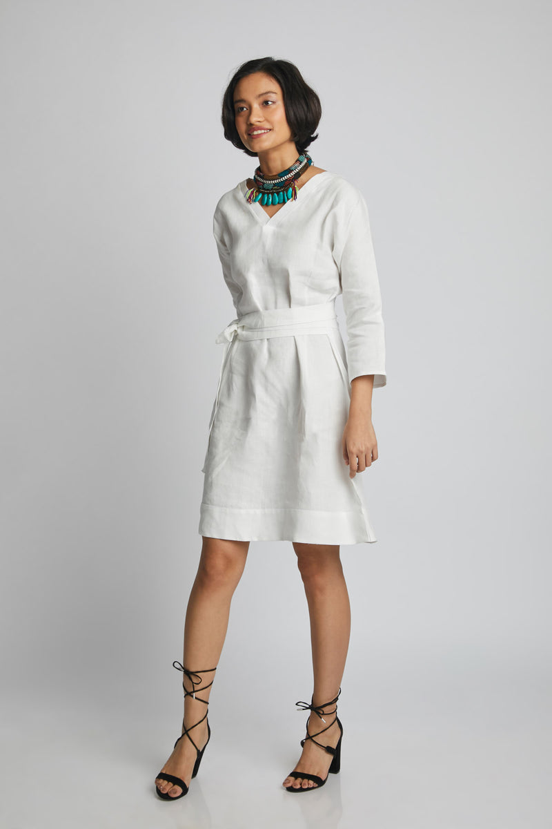 Dazzle Tie Up Dress - White