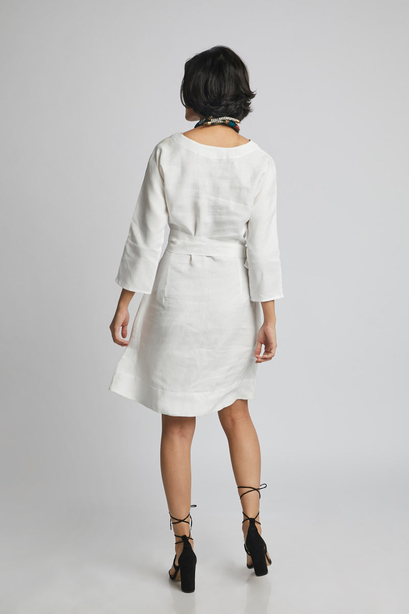Dazzle Tie Up Dress - White