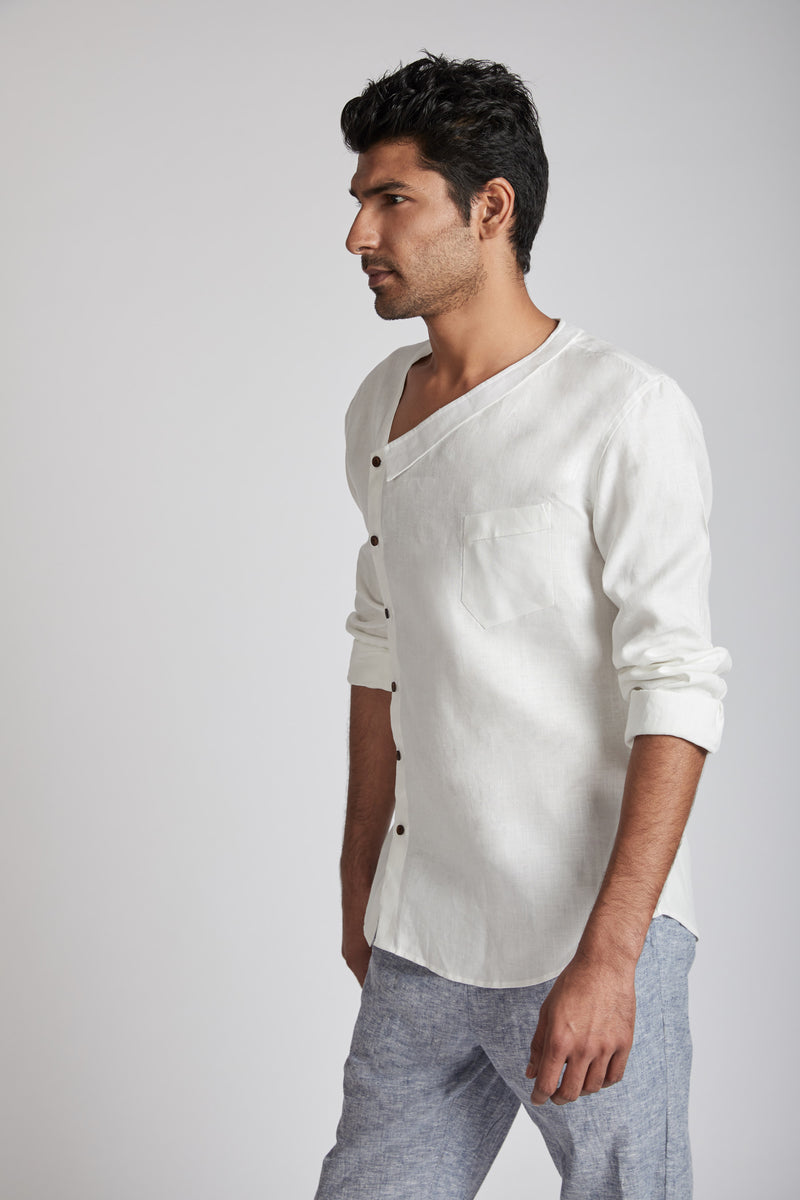 Delta Asymmetric Shirt - White