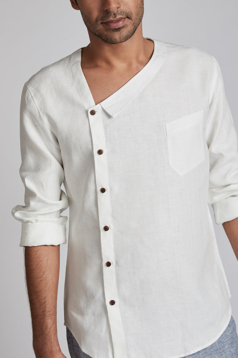 Delta Asymmetric Shirt - White