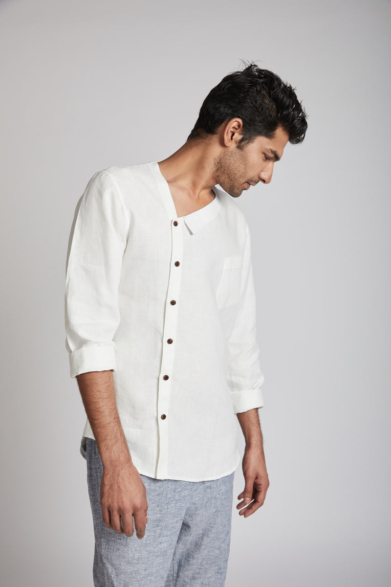 Delta Asymmetric Shirt - White